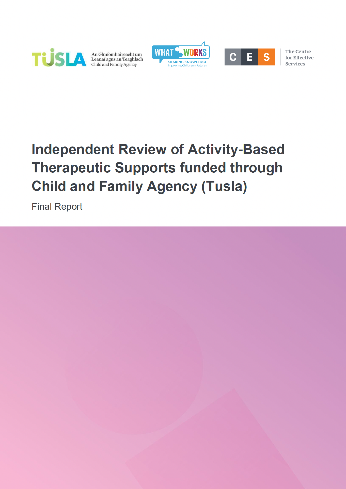 Independent Review of Activity-Based Therapeutic Supports funded through Child and Family Agency
